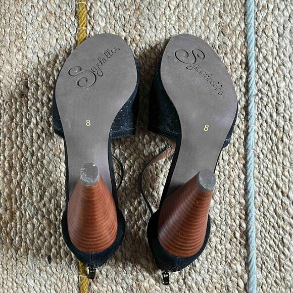 Seychelles Open Toe Black suede heels Size 8 - Picture 4 of 4
